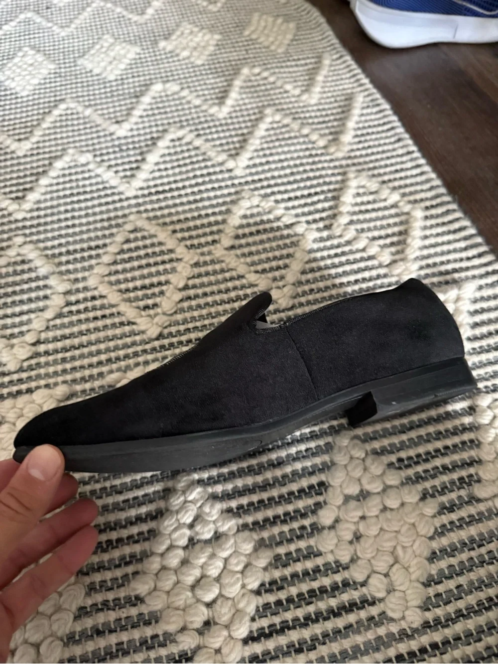 INC International Concepts Black Velvet Loafers with Gold Skull Sequin Detail